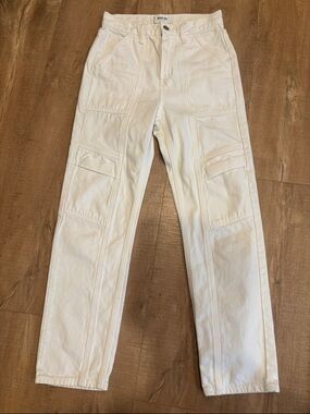 Agolde Cooper ankle length cargo white jeans